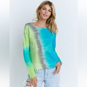 Lisa Todd Raw Edge Ombré Crew Neck sweater XL